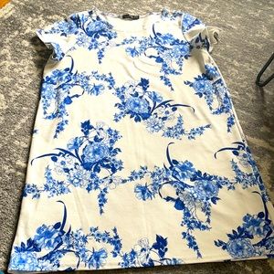 White blue floral dress